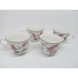 Mikasa Continental Silk Flowers Set Of 4 Coffee Cups VGC